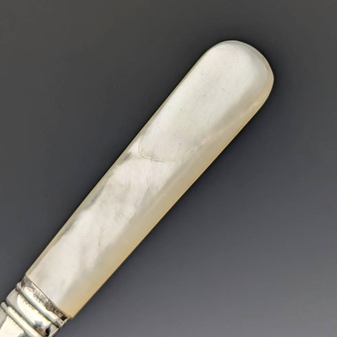 British vintage silver plate dessert cutlery set white butterfly shell handle